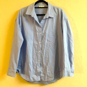 Beachlunchlounge 100% Cotton Button Down Large Blue Casual Beach Spring
